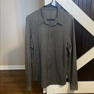 Men's Long-Sleeve Gray Button-Up Shirt